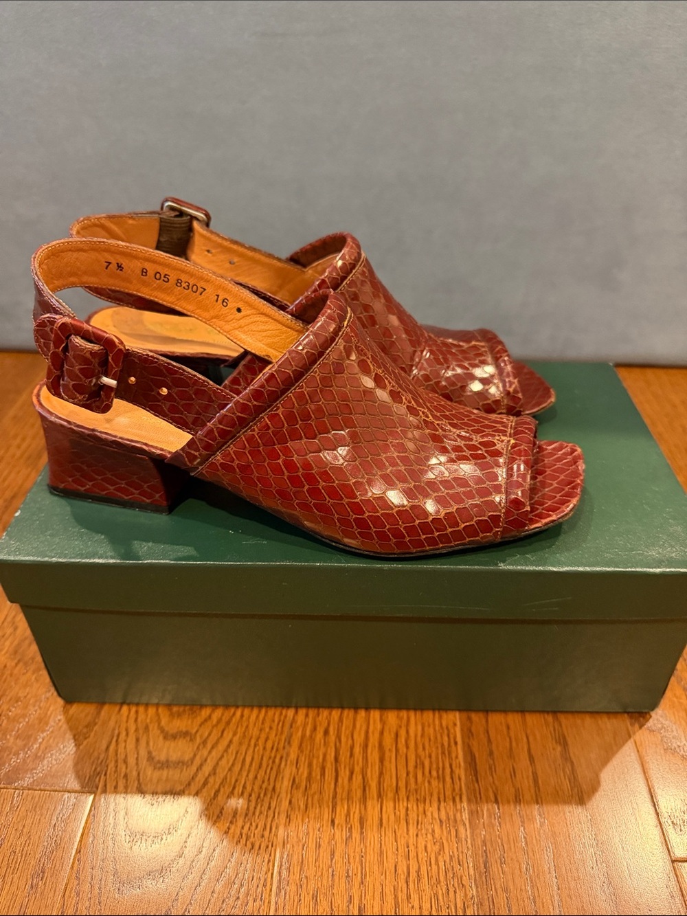 Robert Clergerie Burgundy snakeskin Mules